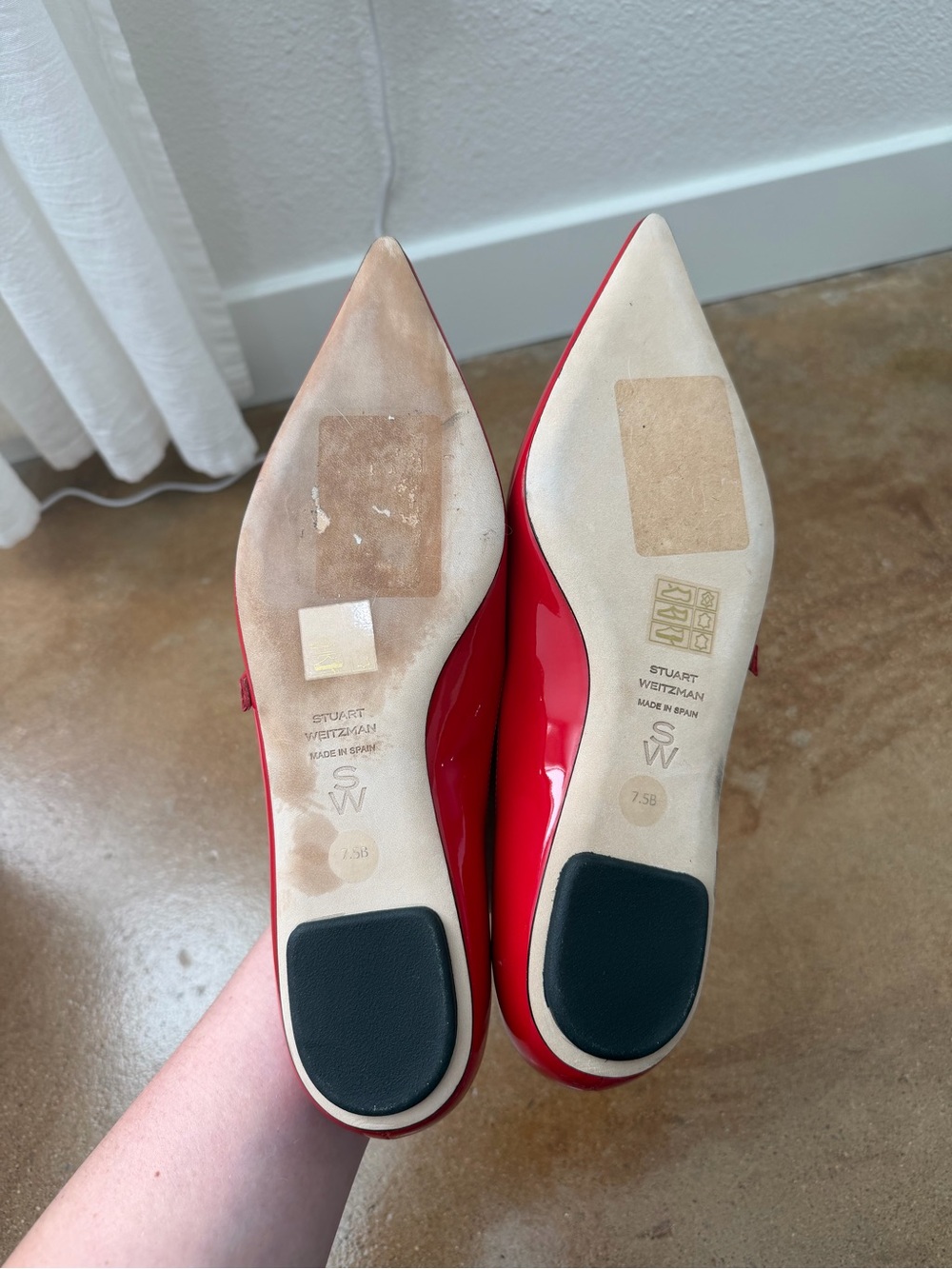 Stuart Weitzman Red Patent Pointed Mary Jane Flats - Picture 8 of 9